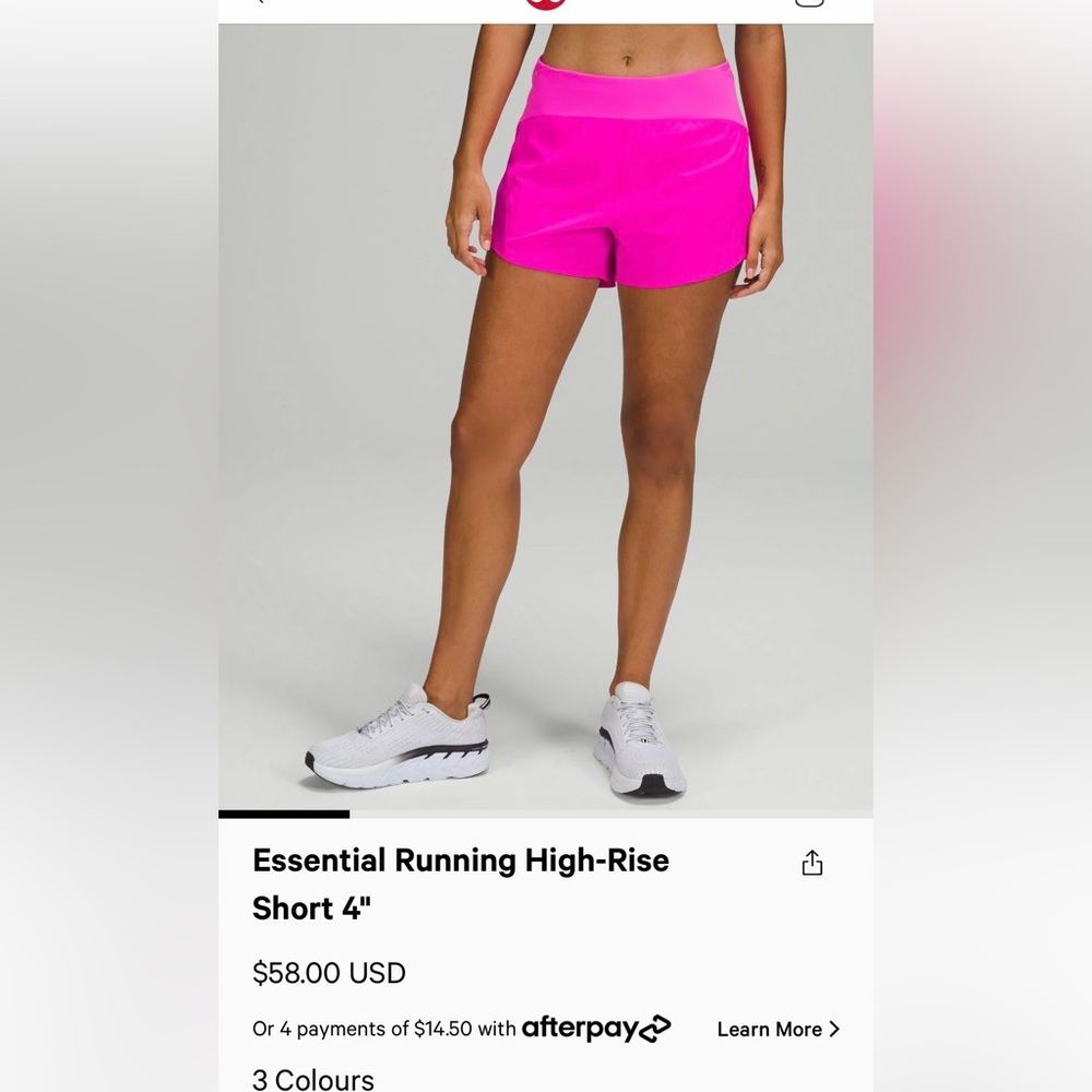 LULU LEMON ESSENTIAL HIGH RISE RUNNING SHORTS - Picture 1 of 3
